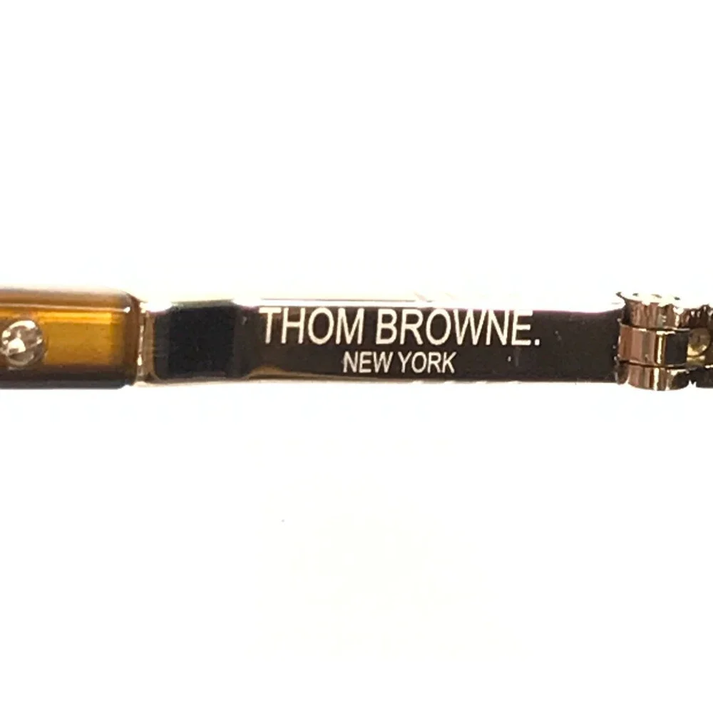 Thom Browne Sunglasses TB-505-D-WLT-GLD-56 Brown Gold Cat Eye with Green Lenses